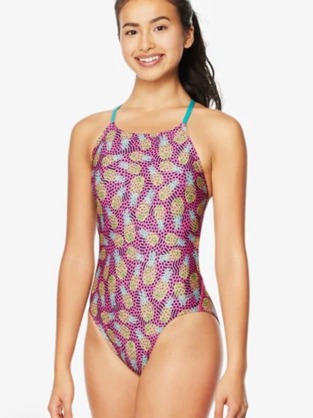 Speedo Tie-back Pineapple-Print One-Piece Swimsuit-NWT
